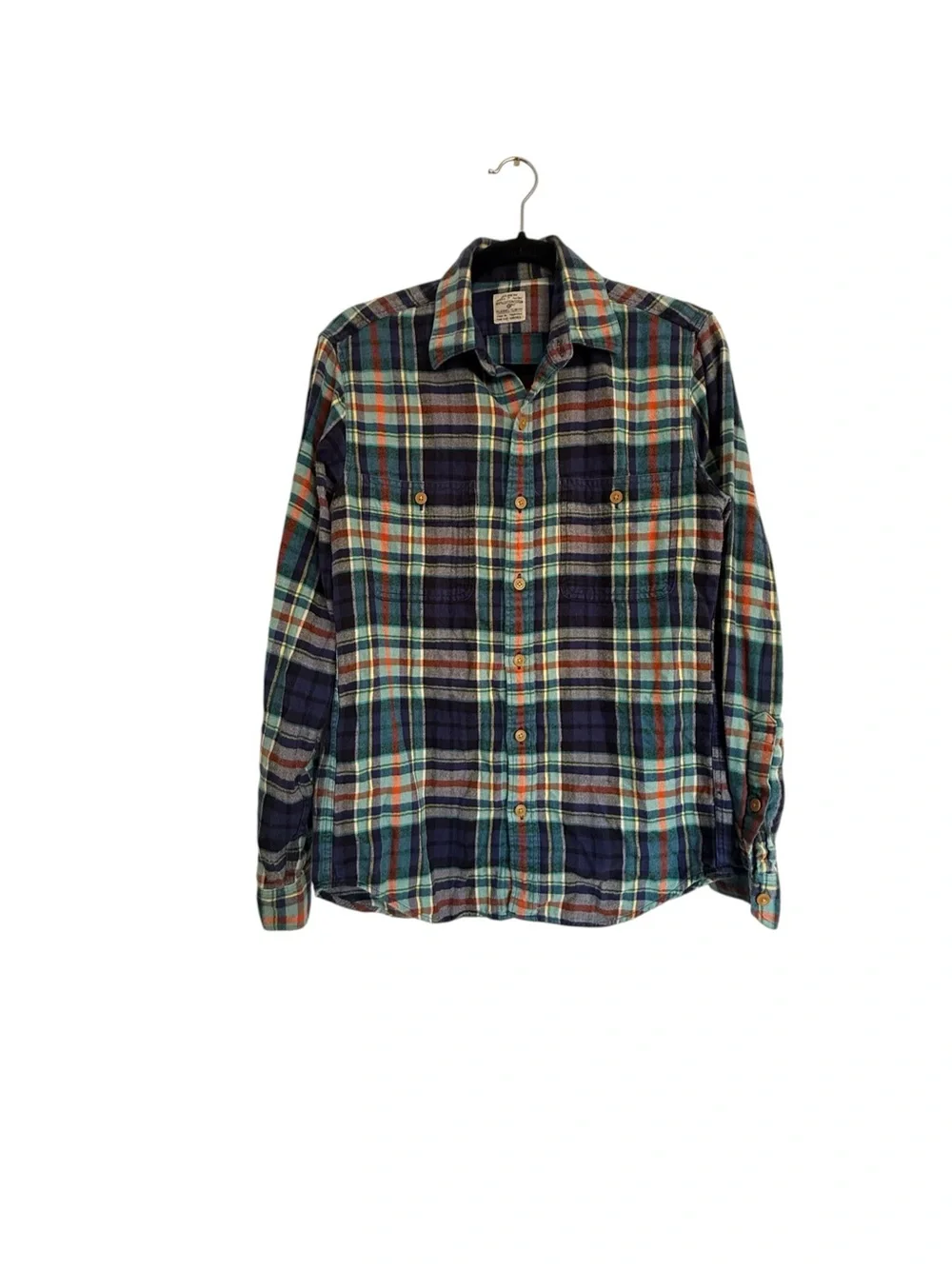 Vintage J. Crew Blue Green Preppy Plaid Flannel 100% Cotton Men’s Small
